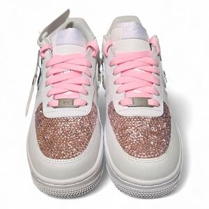 Nike Sneakers with Pink Rhinestone and White Accents